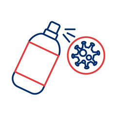splash bottle with covid 19 particle line style icon