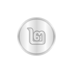 Thai 2 Baht Token Money isolated on white, (2 Alphabet Thai) Silver coin type, Thai Currency Two coin THB, Money Thailand Baht for Flat icon style, illustration money medal thai with number two symbol