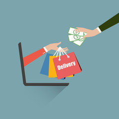 Summer sale and online shopping ,work from home and social distance covid-19 concept
