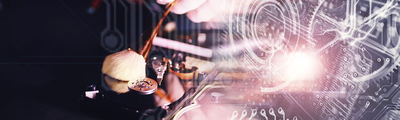 Computer equipment. Repair of PC components. Hard drive for restoration in the workshop. Winchester virus recovery.