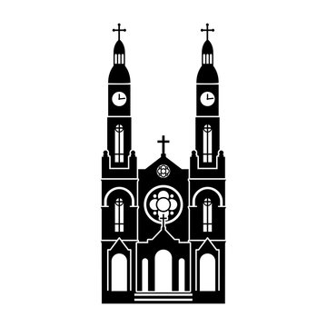 black church silhouette on white background