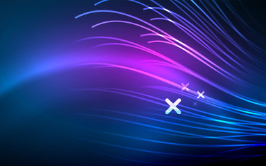 Fototapeta premium Abstract background - blue neon line design for Wallpaper, Banner, Background, Card, Book Illustration, landing page