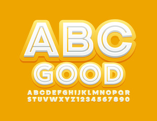 Vector Good Yellow and White Alphabet Letters and Numbers. Modern creative Font