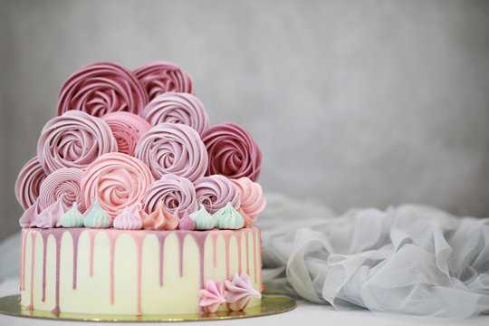 Beautiful festive cake biscuit with different creams