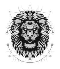 Angry lion king head logo