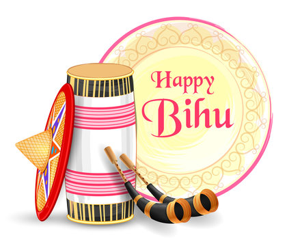 illustration of traditional background for religious holiday festival of Assamese New Year Bihu of Assam India