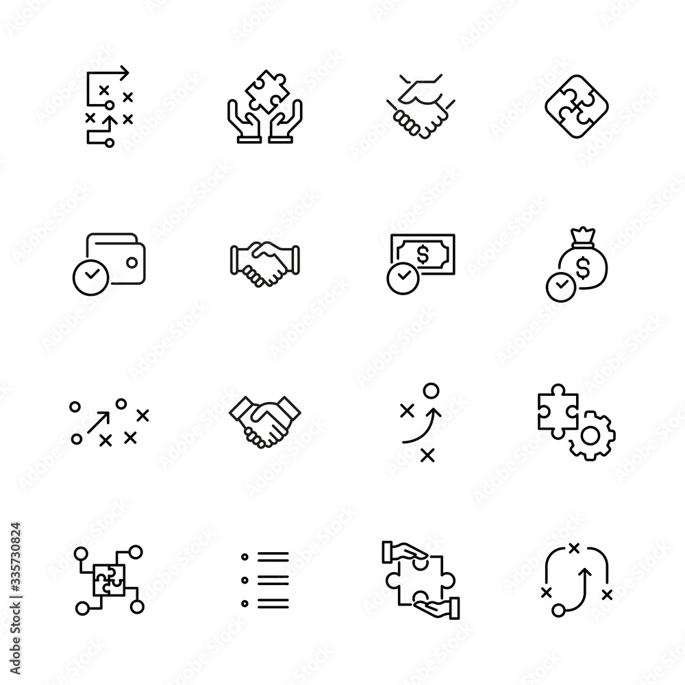 Poster agile line icons set.