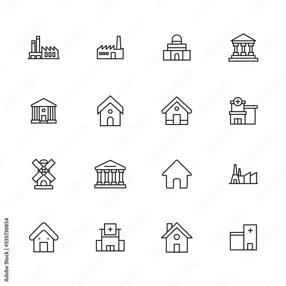 Poster simple set of architecture icons in trendy line style.