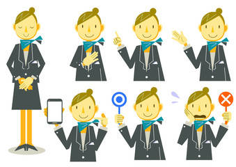 female receptionist icon series, set