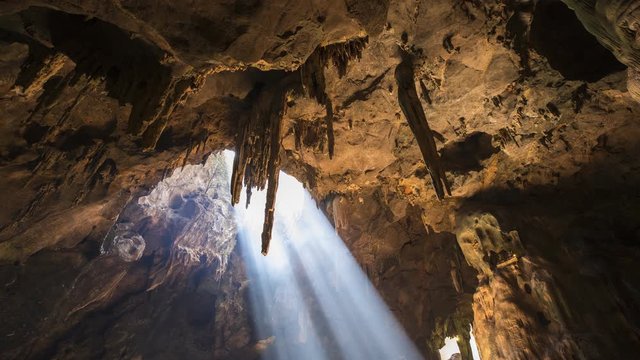 Sun light is shading through cave at day time location at south of thailand