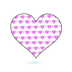 Vector, stacked pink hearts, on a white background
