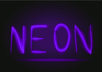 Smoky neon word on dark background. Illustration.