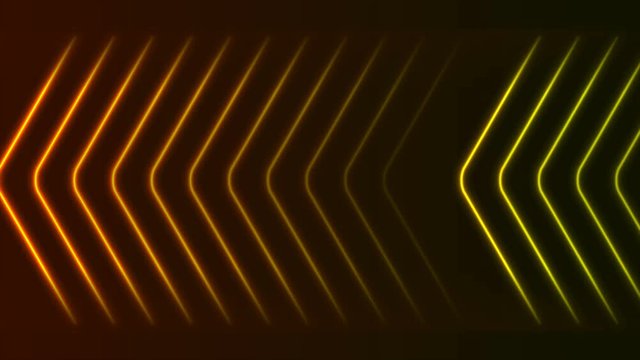 Yellow orange abstract neon arrows tech graphic motion design
