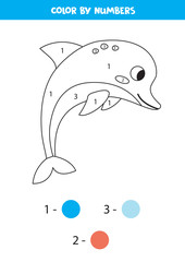 Coloring page for children. Cute cartoon blue dolphin.