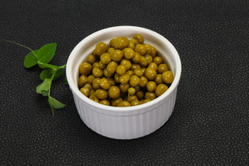 Canned Green peas in the bowl