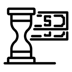 Hourglass money icon. Outline hourglass money vector icon for web design isolated on white background