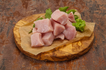 Raw fresh pork meat cube