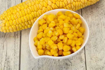 Young corn seeds in the bowl