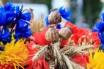 Fototapeta premium KRAKOW, POLAND - AUGUST 29, 2017: Annual harvest festival and competition for the most beautiful wreath