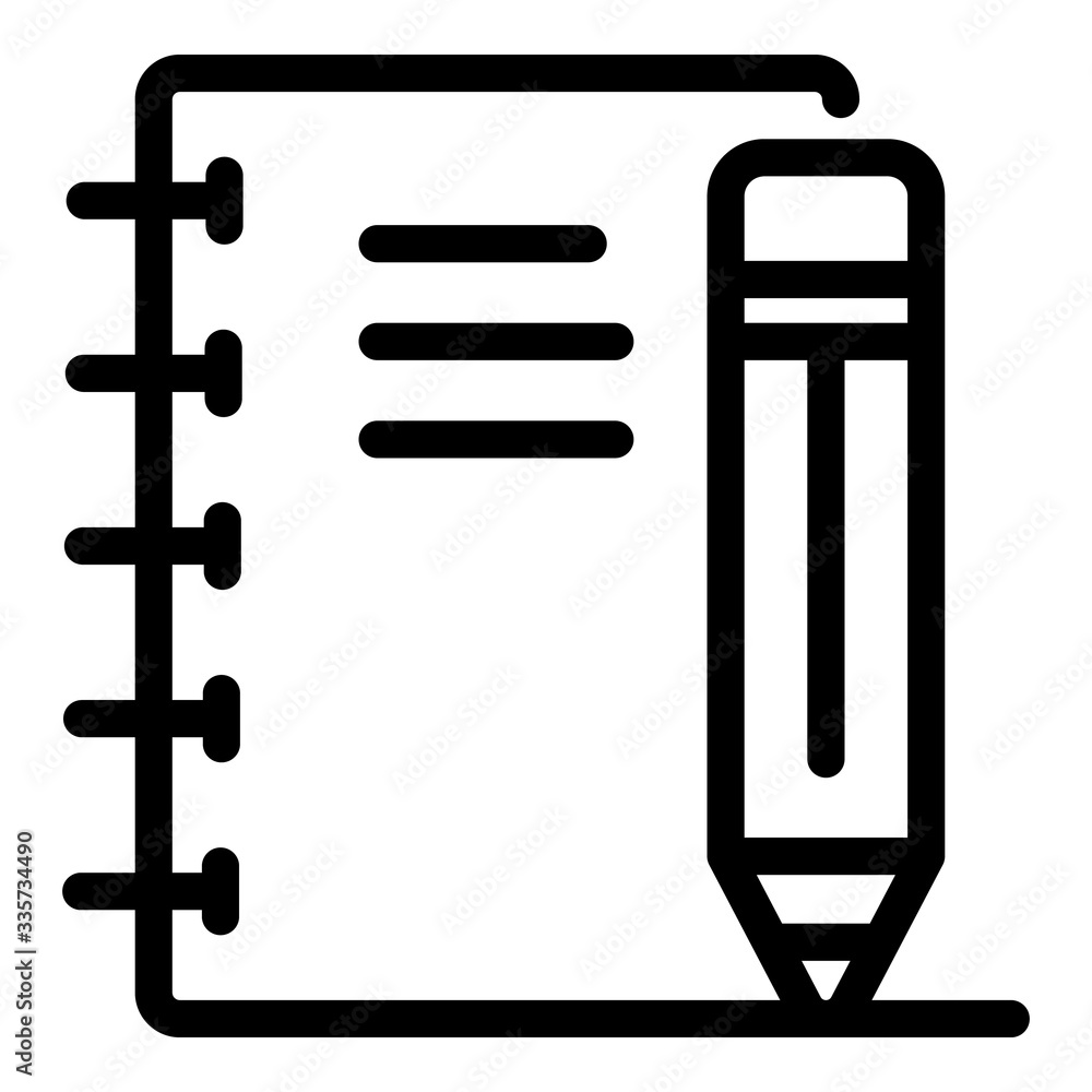 Poster notebook pencil icon. outline notebook pencil vector icon for web design isolated on white backgroun