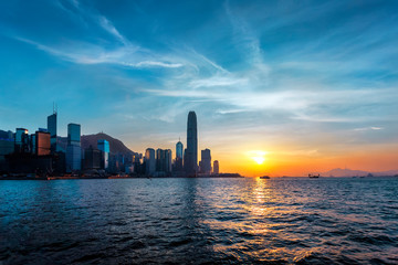 Sunset of Hong Kong Skyline