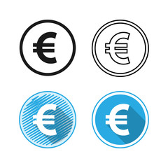 flat and thin line icons for Euro,vector illustrations