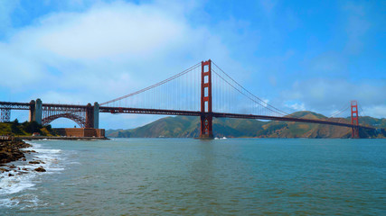 Famous Golden Gate Bridge in San Francisco - view from Crissy Fields