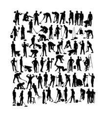 People Working Activity Silhouettes, art vector design