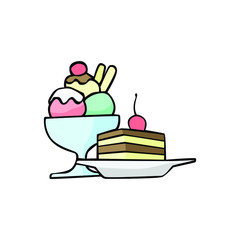 Dessert in drawing style vector