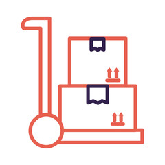 cart with box carton postal service line style
