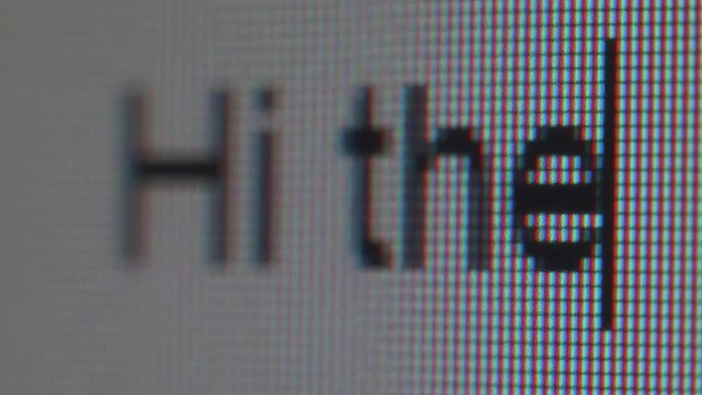Close up view of typing welcoming phrase.