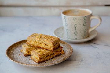 homemade almond  biscuit  and coffee