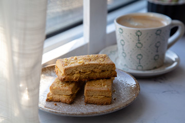 homemade almond  biscuit  and coffee