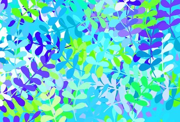 Light Blue, Green vector elegant wallpaper with leaves.