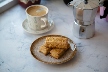 homemade almond  biscuit  and coffee