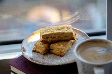 homemade almond  biscuit  and coffee