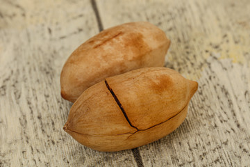 Ripe tasty Two pecan nuts