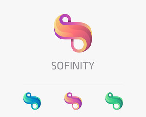 Abstract letter s infinity logo variations