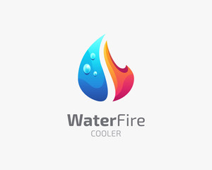 Abstract water drop and fire logo