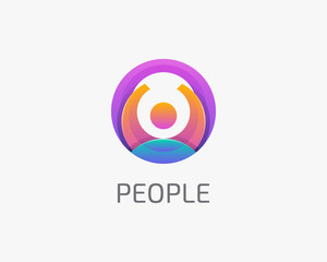 Circle people logo. Awesome gradient circle people logo