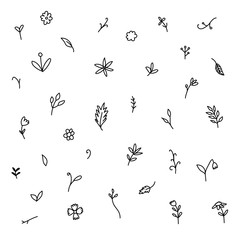 vector black and white icon set of plants
