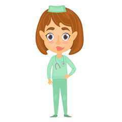Fototapeta premium vector illustration with doctor in cute cartoon style. medical worker. character people.