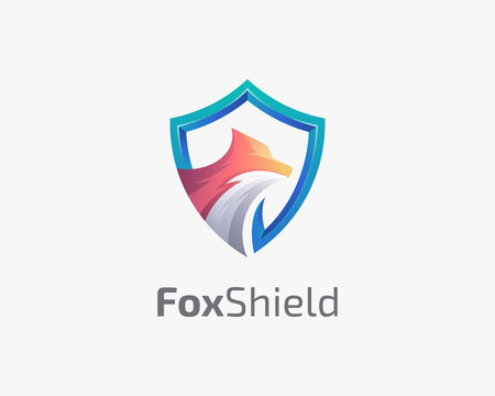 Creative colorful fox shield logo