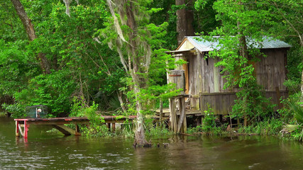 Wooden hut in the swamps