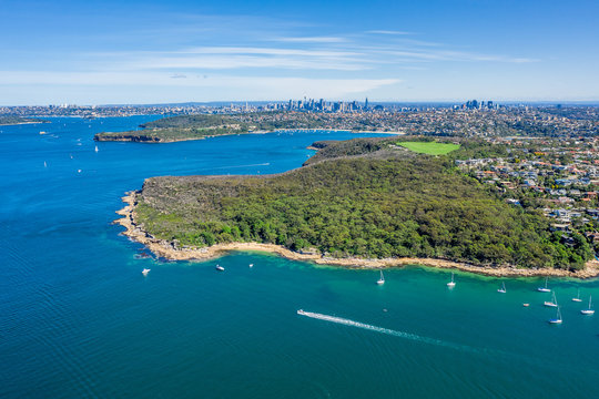 Aerial view on Dobroyd Head, Sydney, Australia.