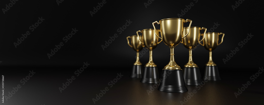 Canvas Prints close up golden trophy award . copy space for text. 3d rendering.