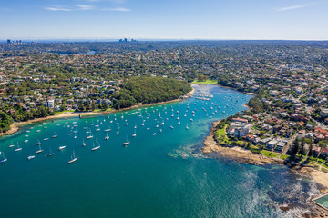 Obraz na płótnie Canvas Aerial view on Reef Bay, Sydney, Australia.