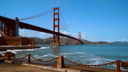 Amazing Golden Gate Bridge in San Francisco on a sunny day