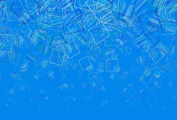 Light Blue, Green vector backdrop with lines, circles, rhombus.