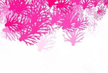 Fototapeta na wymiar Light Pink vector doodle backdrop with leaves.